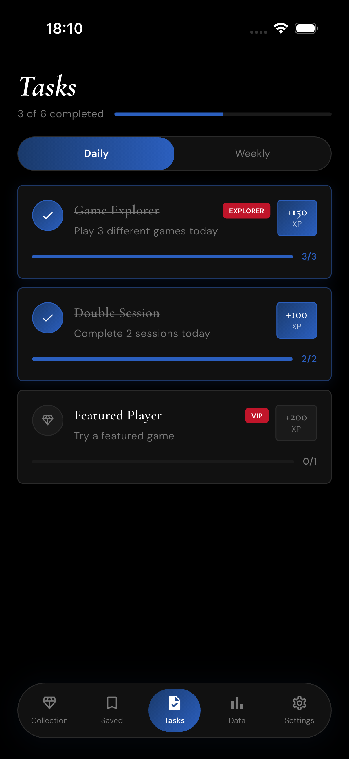 Progress screen